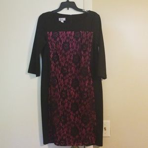 Black and pink lace dress